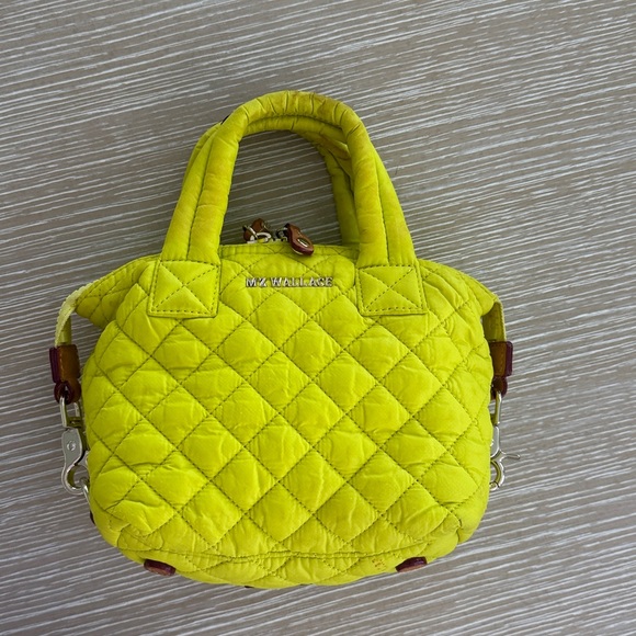 MZ Wallace Micro Sutton Tote Neon Yellow Quilted Mini Tote -Read- - Picture 5 of 16